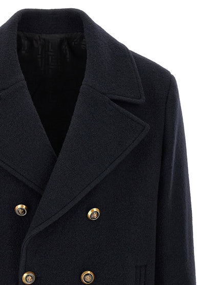 Balmain Blue Virgin Wool Coat