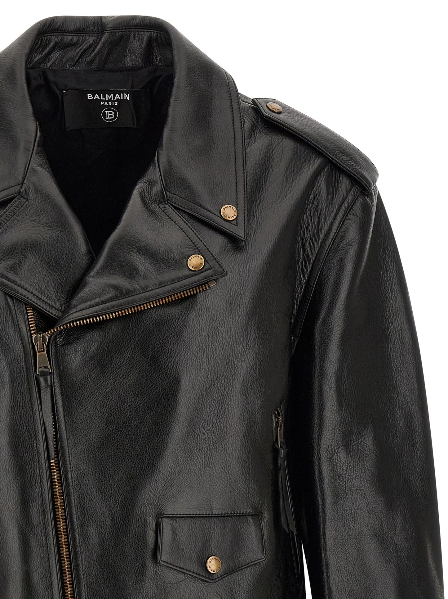 Balmain Black Calfskin Leather Jacket
