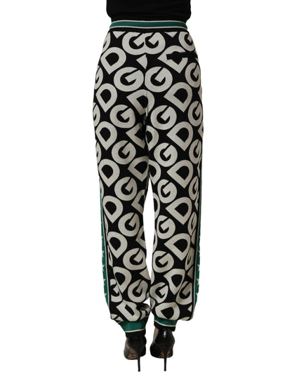 Dolce & Gabbana Black Wool Logo Jogger Sweatpants Pants