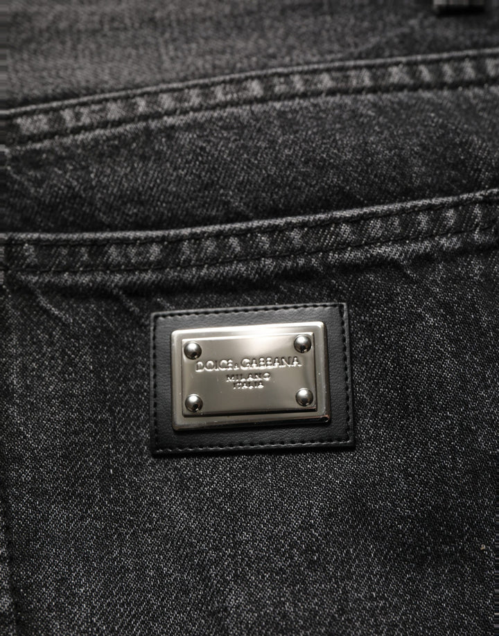 Dolce & Gabbana Black Cotton Stretch Straight Denim Jeans