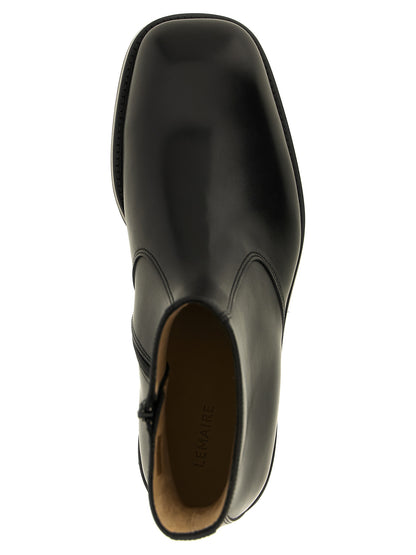 Lemaire Black Lamb Leather Ankle Boots