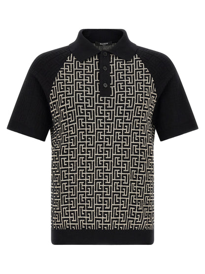 Balmain Bicolor Cotton Polo Shirt
