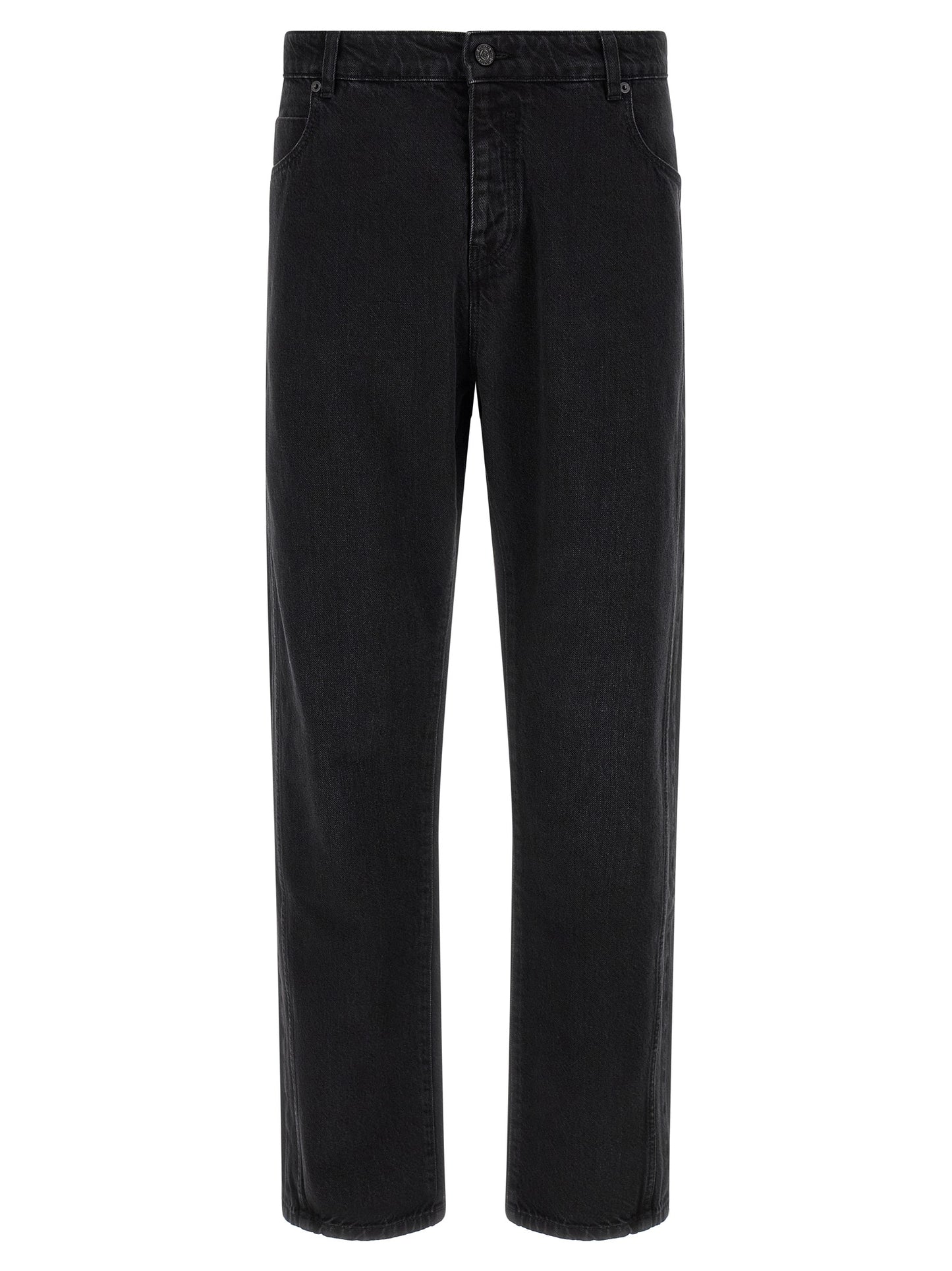 Balmain Black Cotton Straight-Leg Jeans