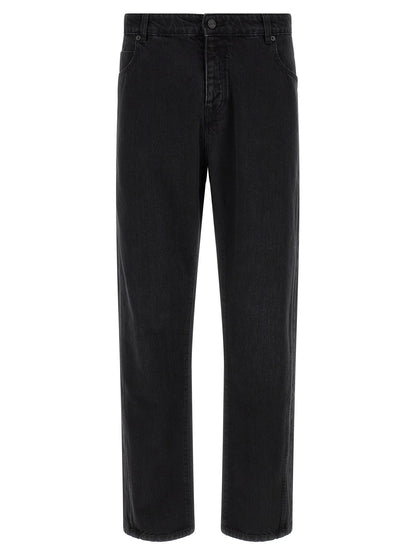 Balmain Black Cotton Straight-Leg Jeans