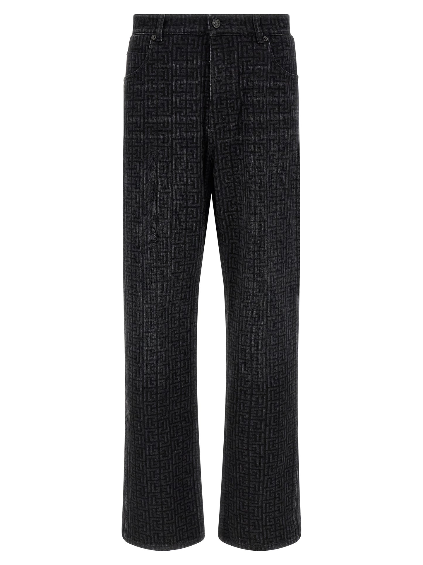 Balmain Black Cotton Straight-Leg Jeans