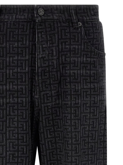 Balmain Black Cotton Straight-Leg Jeans