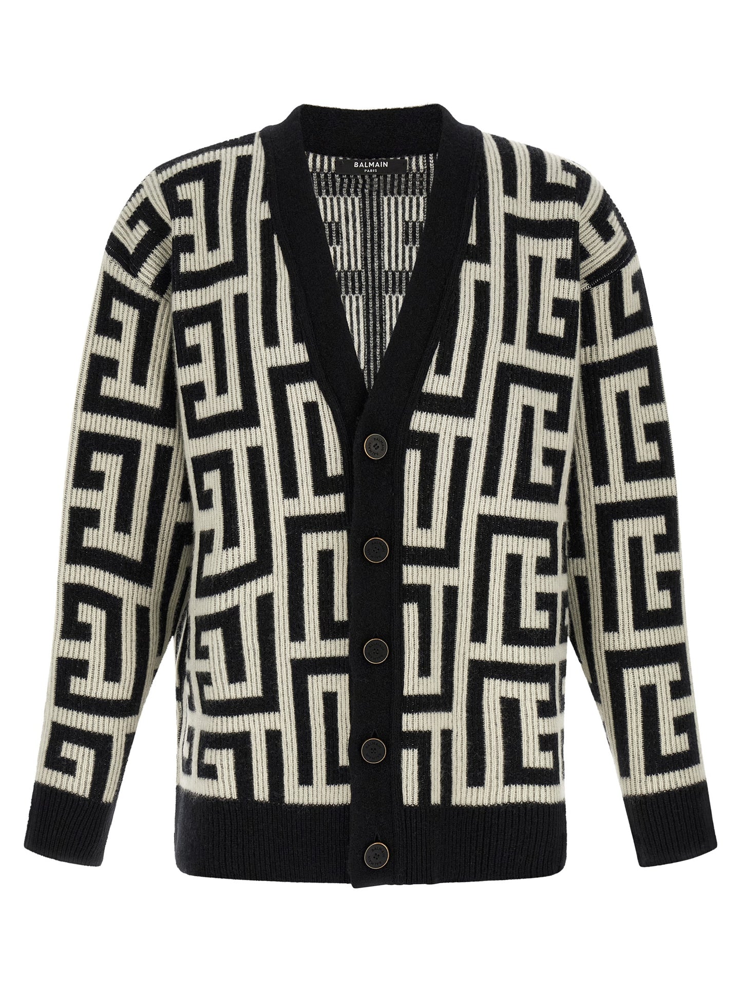 Balmain Bicolor Merino Wool Cardigan