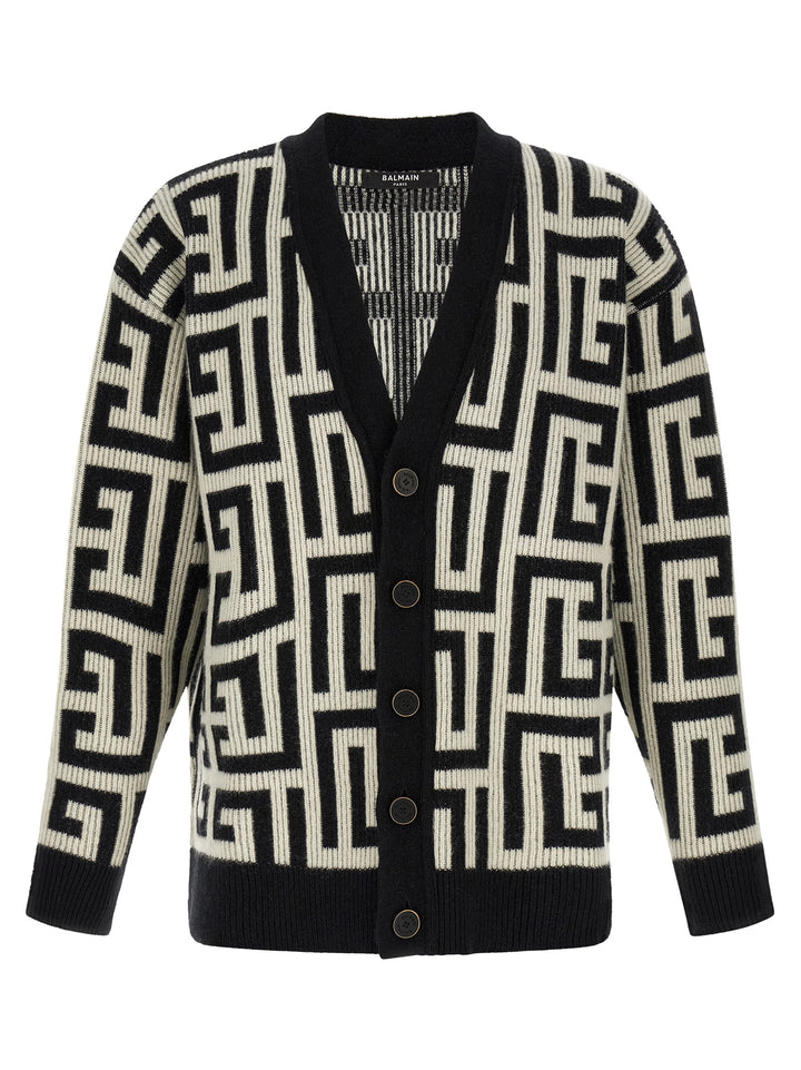 Balmain Bicolor Merino Wool Cardigan