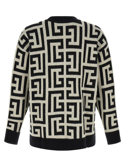 Balmain Bicolor Merino Wool Cardigan