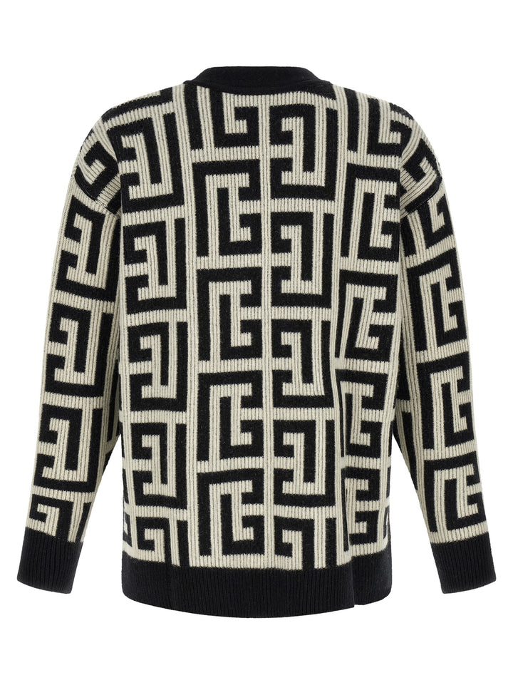 Balmain Bicolor Merino Wool Cardigan