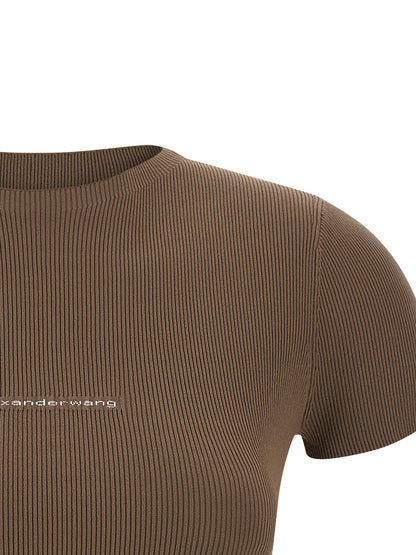 Alexander Wang Brown Polyamide T-Shirt