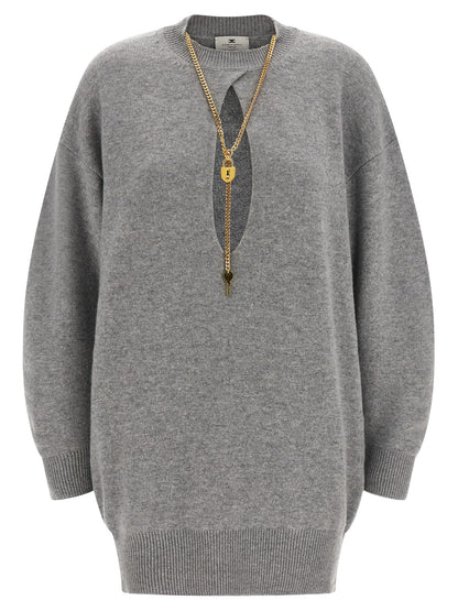 Elisabetta Franchi Gray Wool Short Dress