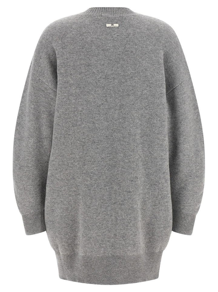 Elisabetta Franchi Gray Wool Short Dress
