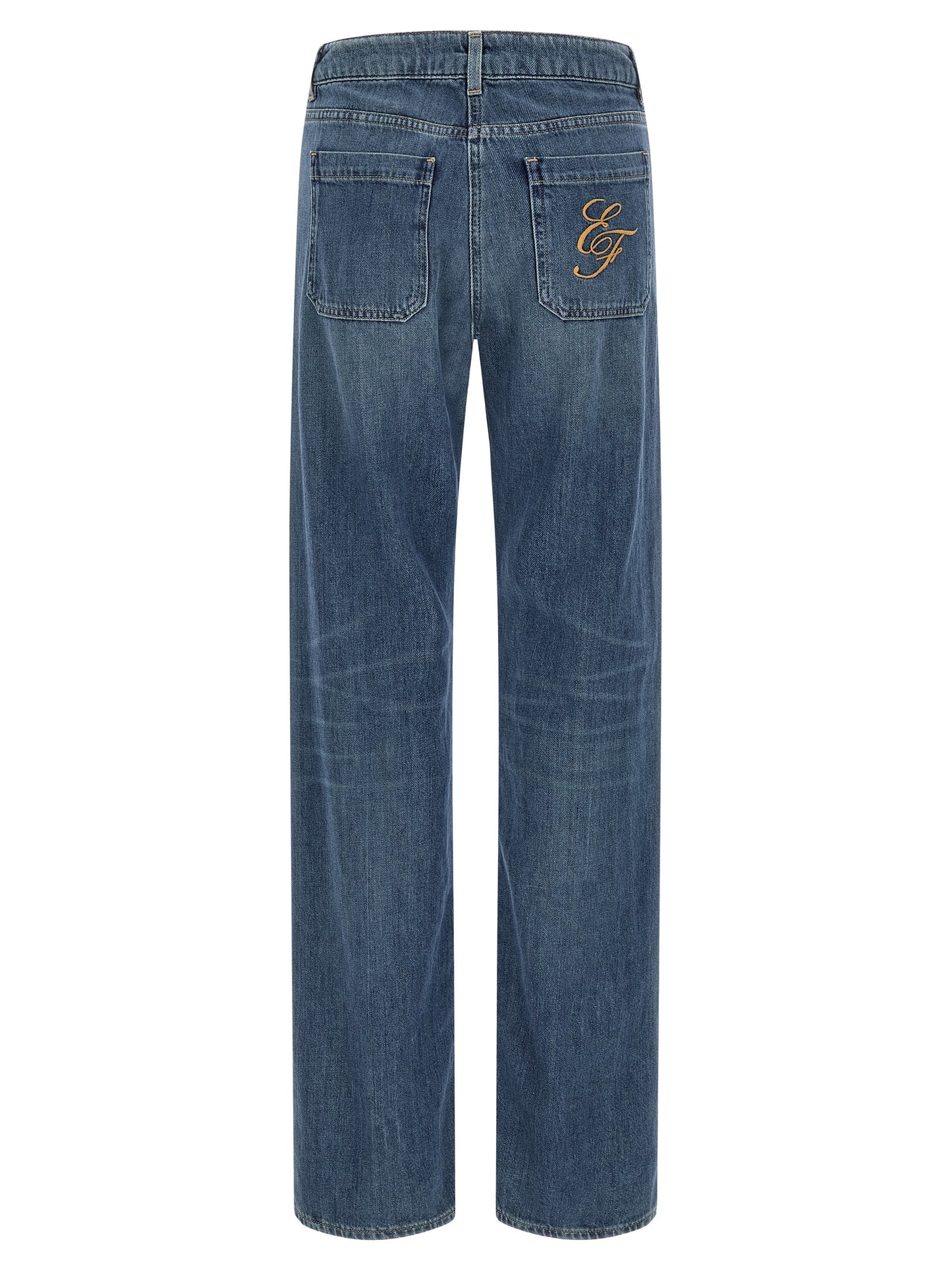 Elisabetta Franchi Blue Cotton Straight-Leg Jeans