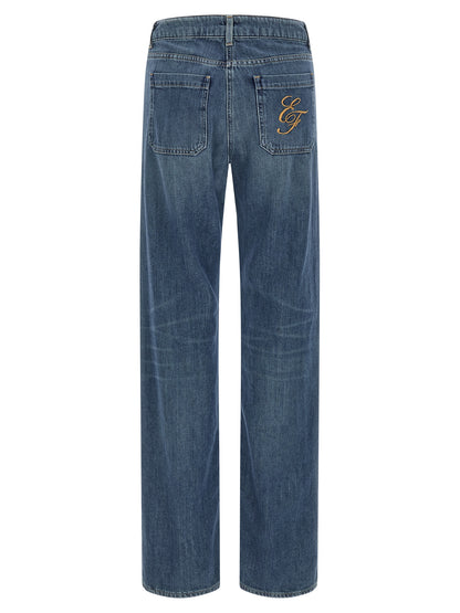 Elisabetta Franchi Blue Cotton Straight-Leg Jeans