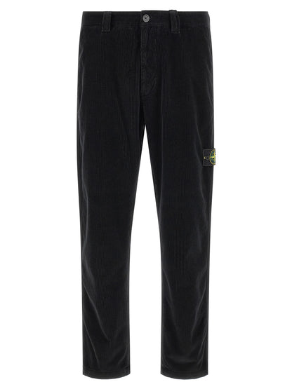 Stone Island Black Cotton Casual Pants