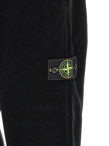 Stone Island Black Cotton Casual Pants
