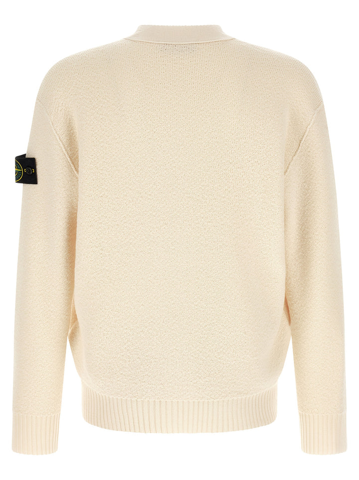 Stone Island White Virgin Wool Cardigan