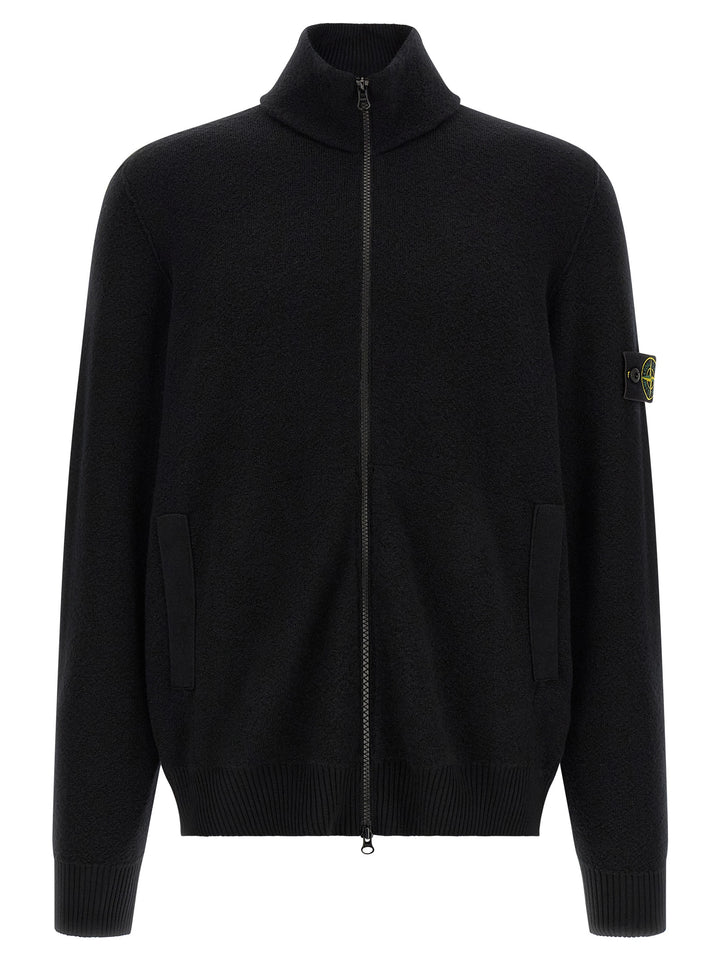 Stone Island Black Virgin Wool Cardigan