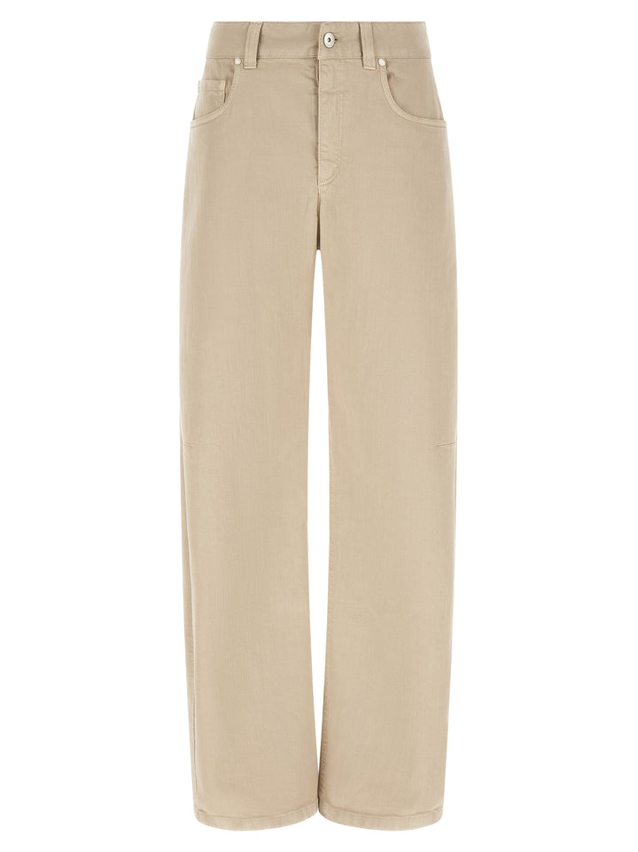 Brunello Cucinelli Beige Cotton Relaxed Fit Jeans