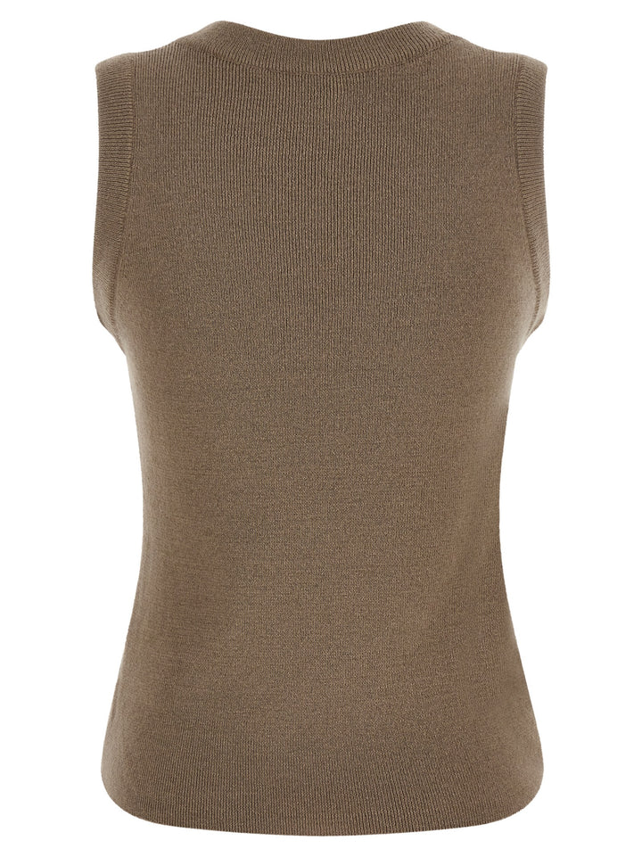 Giuseppe Di Morabito Beige Virgin Wool Sleeveles T-Shirt