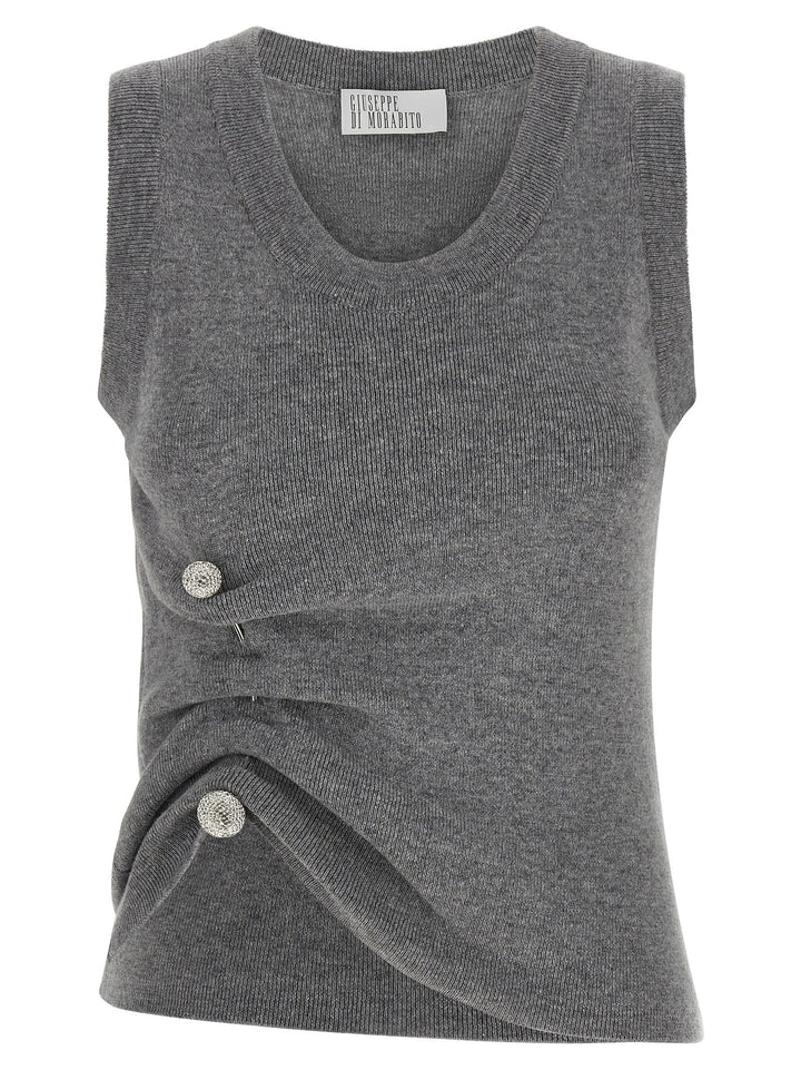 Giuseppe Di Morabito Gray Virgin Wool Sleeveles Sweater