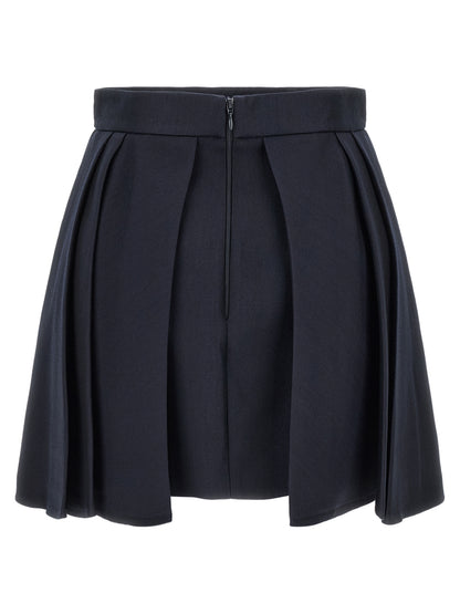 Elisabetta Franchi Blue Virgin Wool Long Skirt