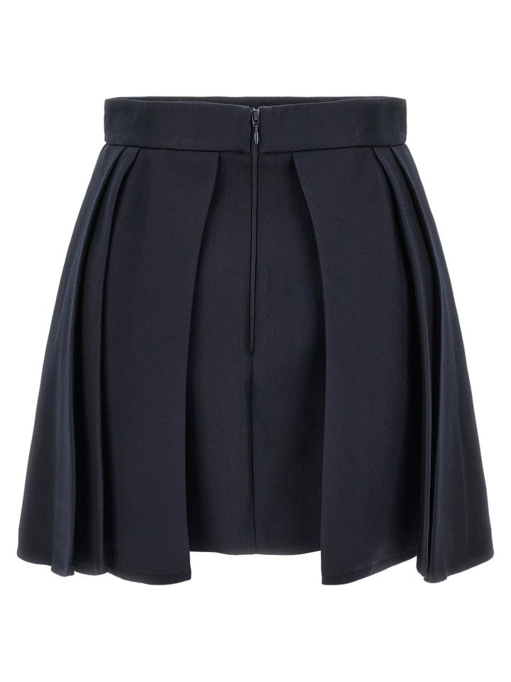 Elisabetta Franchi Blue Virgin Wool Long Skirt