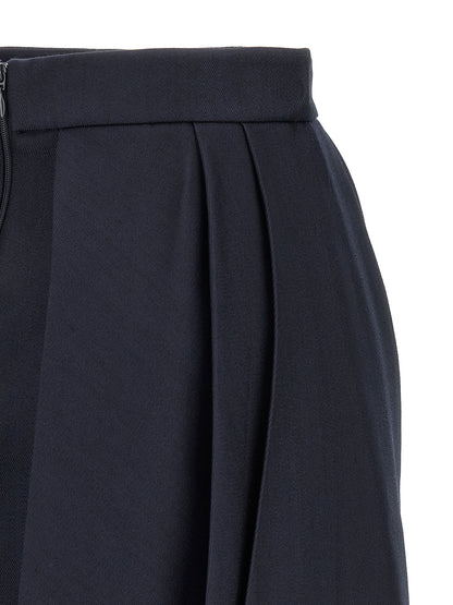 Elisabetta Franchi Blue Virgin Wool Long Skirt