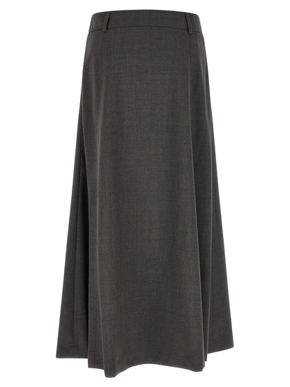 Peserico Gray Virgin Wool Midi Skirt