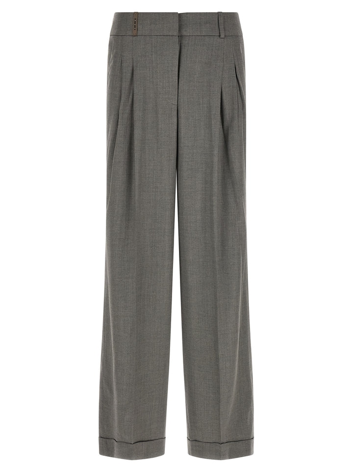 Peserico Gray Virgin Wool Casual Pants