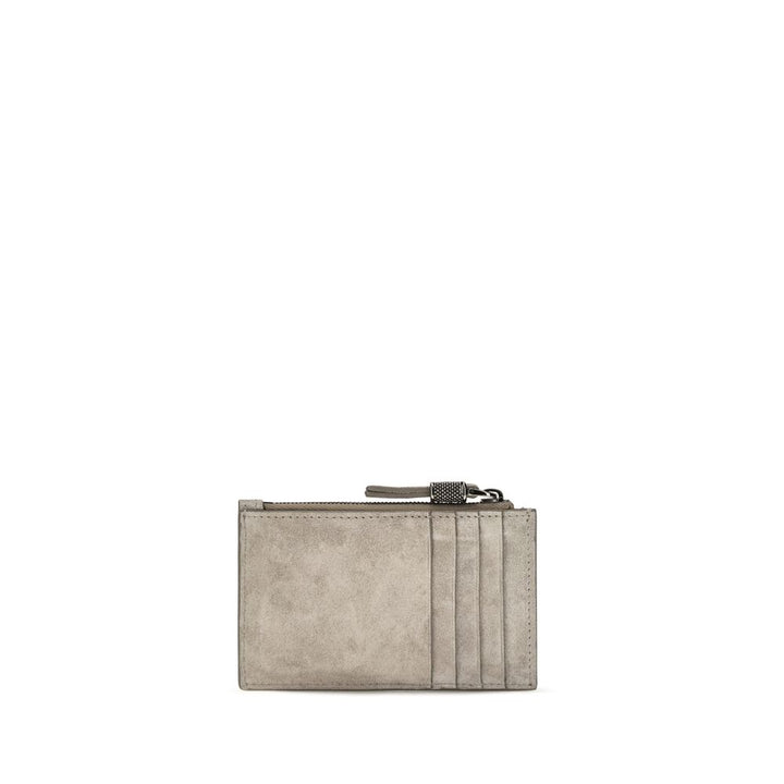 Brunello Cucinelli Gray Calf Leather Bos Taurus Wallet