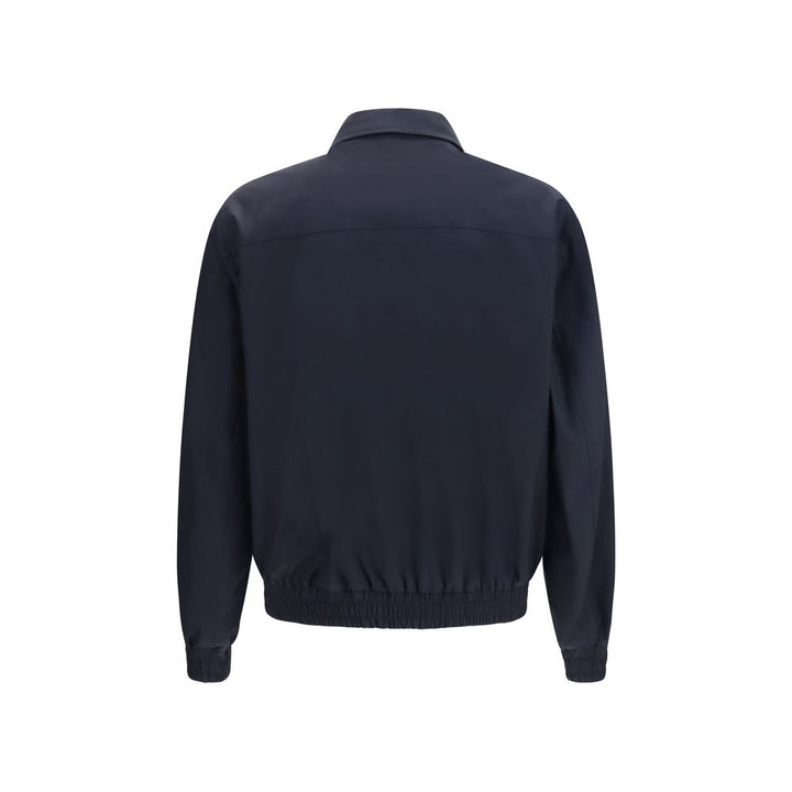 Brunello Cucinelli Blue Silk Biker Jacket