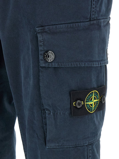Stone Island Blue Cotton Cargo Pants