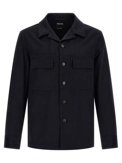 ZEGNA Blue Wool Blouse