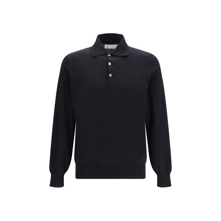 Brunello Cucinelli Black Cotton Polo Shirt