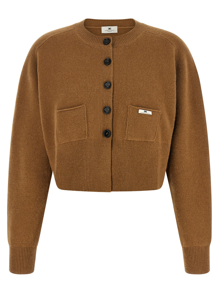 Elisabetta Franchi Brown Wool Cardigan