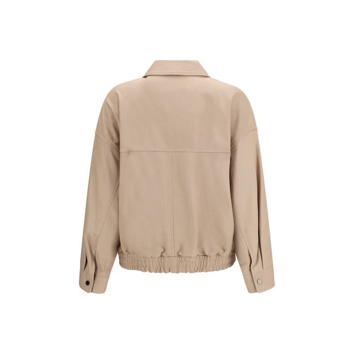 Brunello Cucinelli Beige Leather Leather Jacket