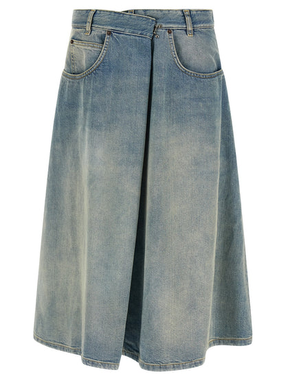 Maison Margiela Blue Cotton Midi Skirt