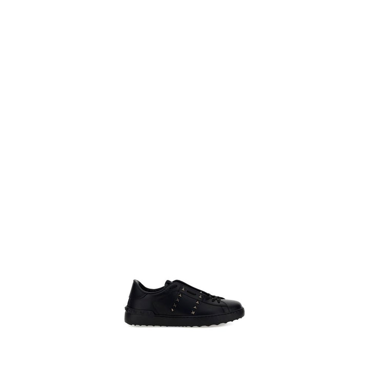 Valentino Garavani Black Calf Leather Bos Taurus Athletic Sneakers