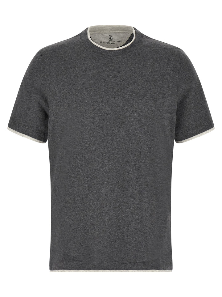 Brunello Cucinelli Gray Cotton T-Shirt