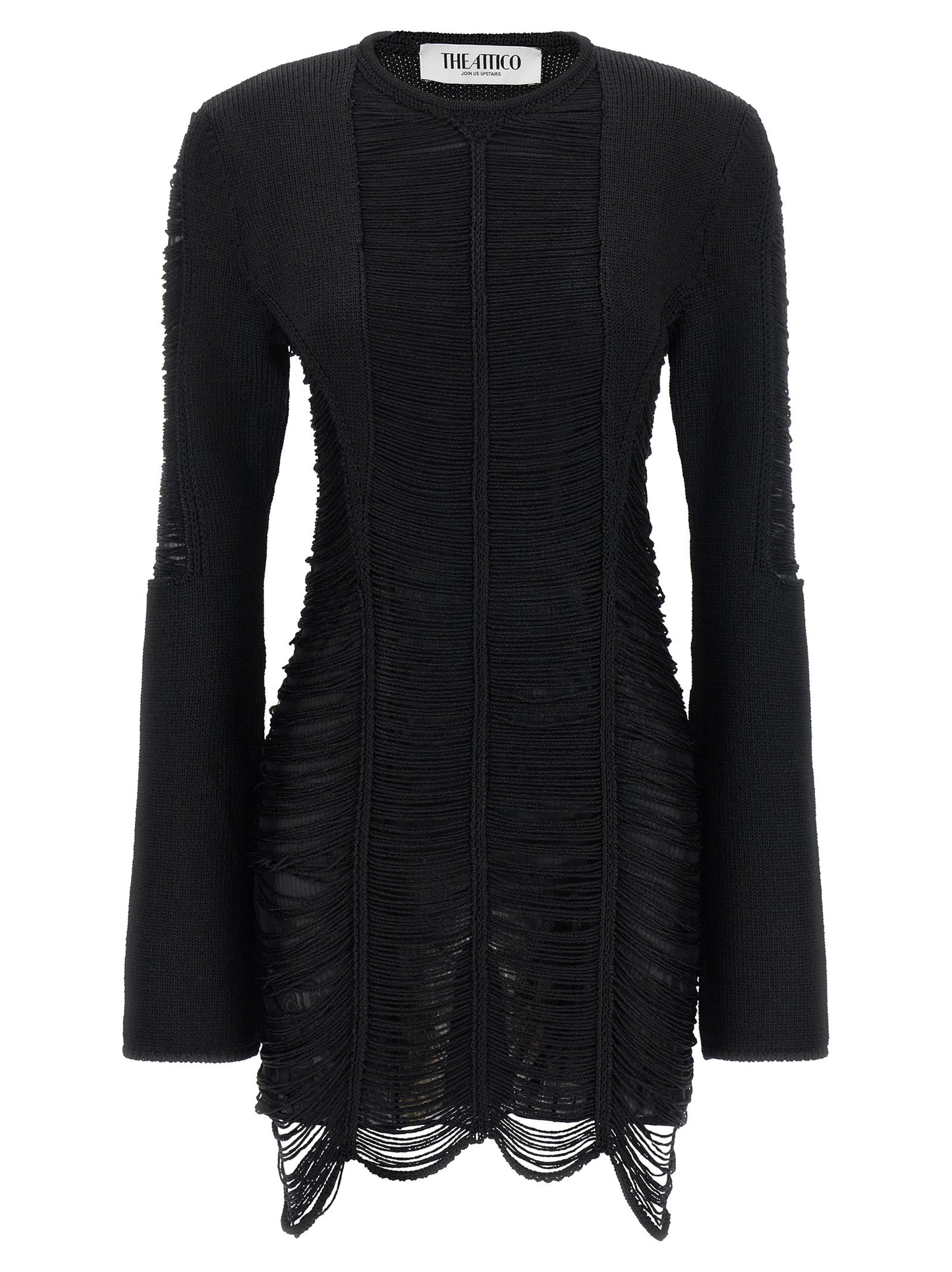 The Attico Black Viscose Short Dress