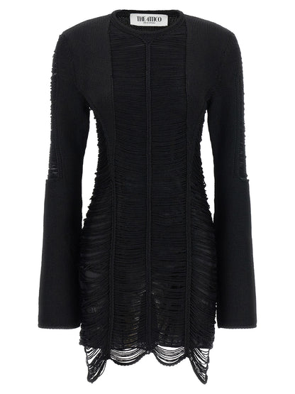 The Attico Black Viscose Short Dress