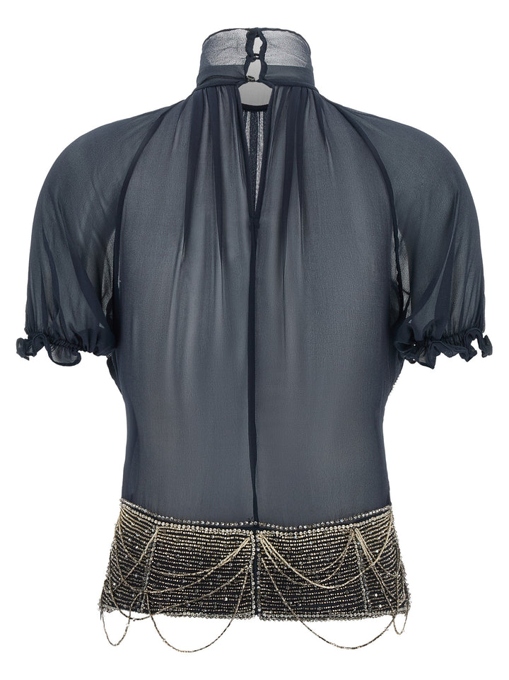 The Attico Blue Silk Tank Tops