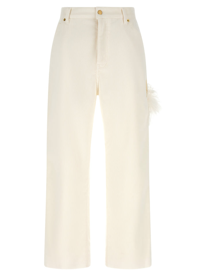 Darkpark White Cotton Casual Pants