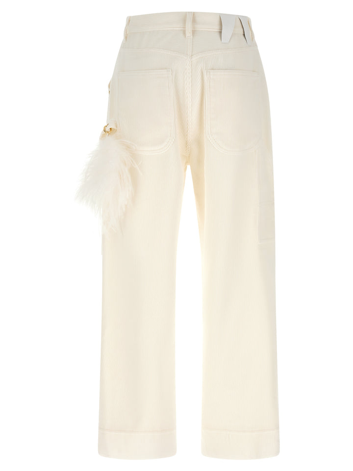 Darkpark White Cotton Casual Pants