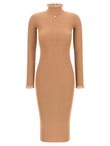 Elisabetta Franchi Beige Viscose Midi Dress