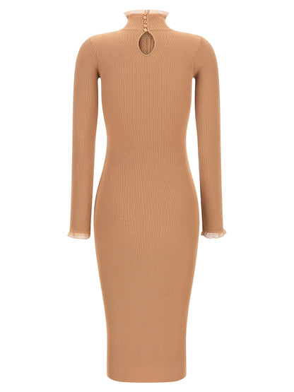 Elisabetta Franchi Beige Viscose Midi Dress