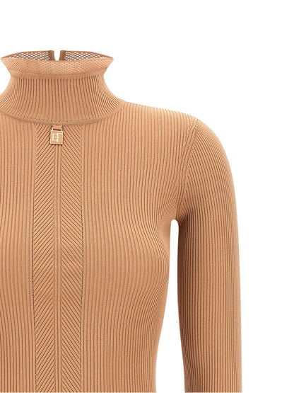 Elisabetta Franchi Beige Viscose Midi Dress