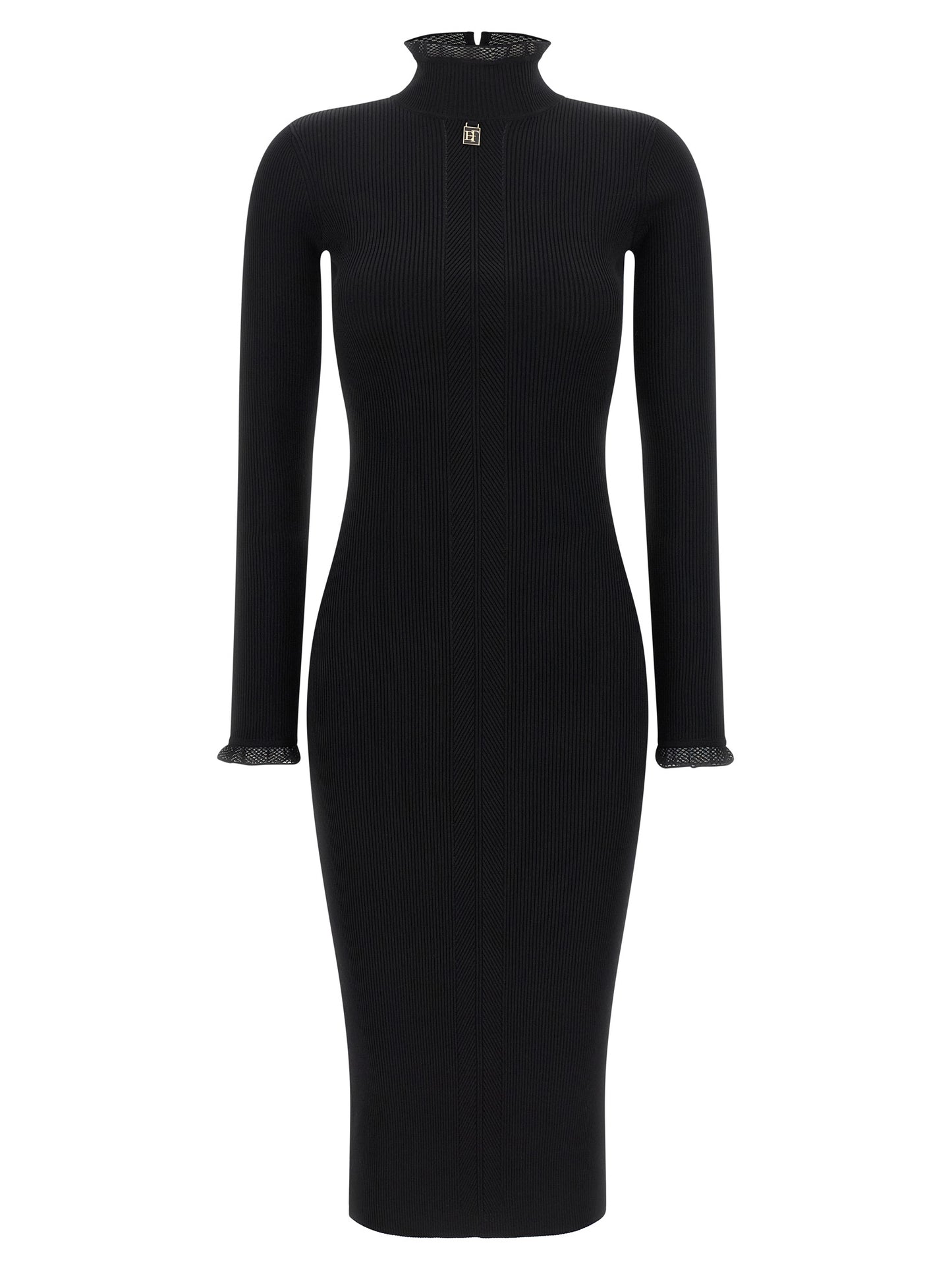 Elisabetta Franchi Black Viscose Midi Dress